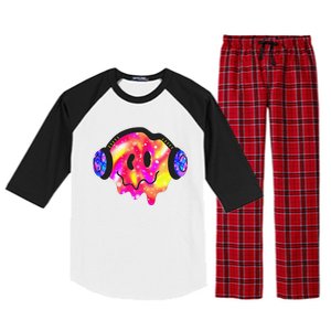 Music Lover Smiling Face Costume Happy Cute Headphone Smile Raglan Sleeve Pajama Set