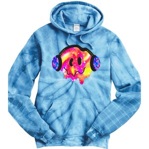 Music Lover Smiling Face Costume Happy Cute Headphone Smile Tie Dye Hoodie