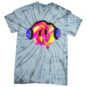 Music Lover Smiling Face Costume Happy Cute Headphone Smile Tie-Dye T-Shirt