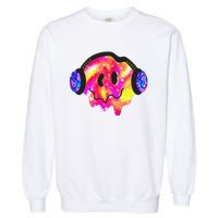 Music Lover Smiling Face Costume Happy Cute Headphone Smile Garment-Dyed Sweatshirt