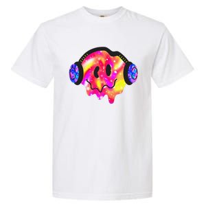 Music Lover Smiling Face Costume Happy Cute Headphone Smile Garment-Dyed Heavyweight T-Shirt