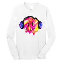 Music Lover Smiling Face Costume Happy Cute Headphone Smile Long Sleeve Shirt