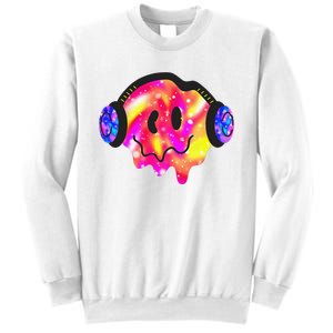 Music Lover Smiling Face Costume Happy Cute Headphone Smile Sweatshirt