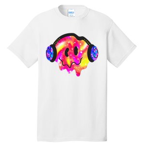 Music Lover Smiling Face Costume Happy Cute Headphone Smile Tall T-Shirt