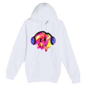 Music Lover Smiling Face Costume Happy Cute Headphone Smile Premium Pullover Hoodie