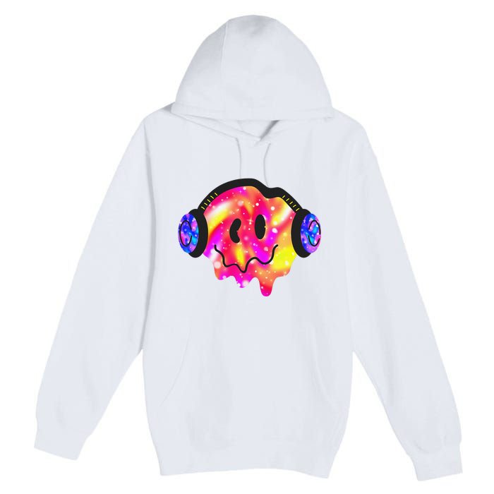 Music Lover Smiling Face Costume Happy Cute Headphone Smile Premium Pullover Hoodie