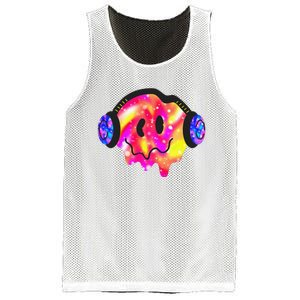 Music Lover Smiling Face Costume Happy Cute Headphone Smile Mesh Reversible Basketball Jersey Tank