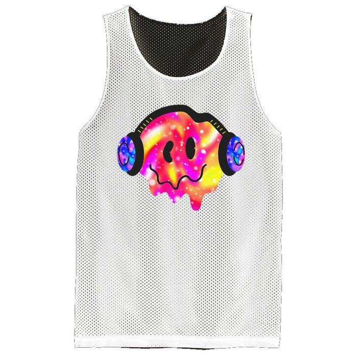 Music Lover Smiling Face Costume Happy Cute Headphone Smile Mesh Reversible Basketball Jersey Tank