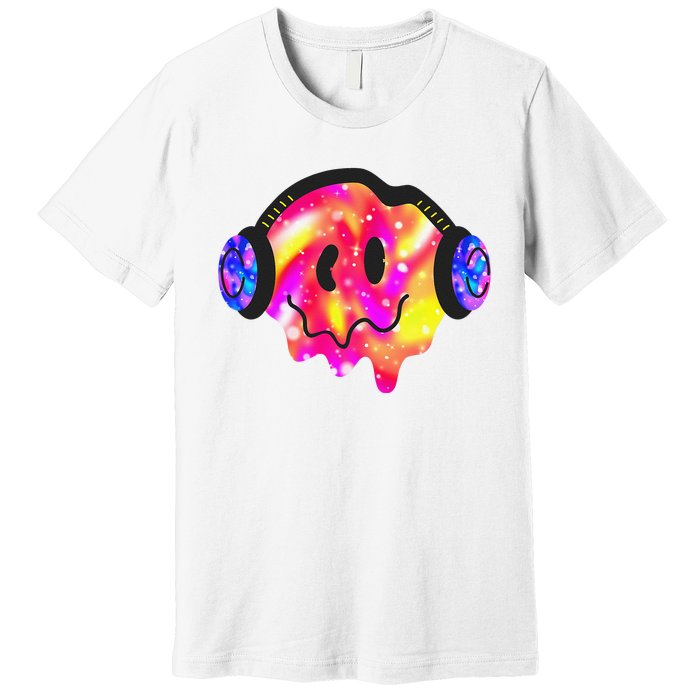 Music Lover Smiling Face Costume Happy Cute Headphone Smile Premium T-Shirt