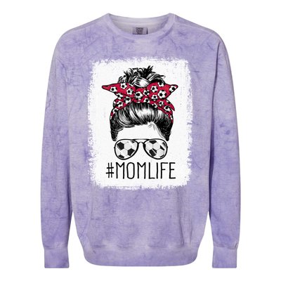 Mom Life Soccer Mom Mothers Day Messy Bun Gift Colorblast Crewneck Sweatshirt