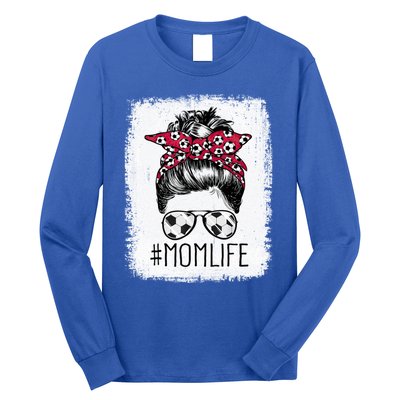 Mom Life Soccer Mom Mothers Day Messy Bun Gift Long Sleeve Shirt