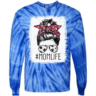 Mom Life Soccer Mom Mothers Day Messy Bun Gift Tie-Dye Long Sleeve Shirt