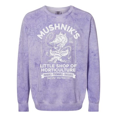 Mushniks Little Shop Of Horticulture Horror Colorblast Crewneck Sweatshirt