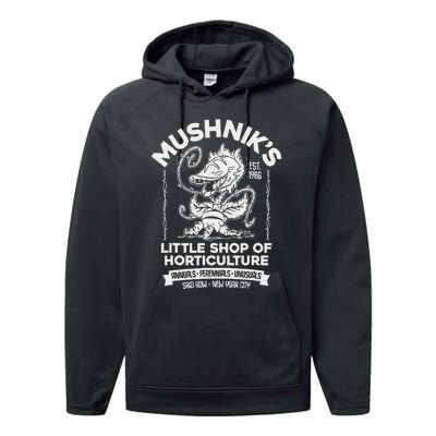 Mushniks Little Shop Of Horticulture Horror Performance Fleece Hoodie