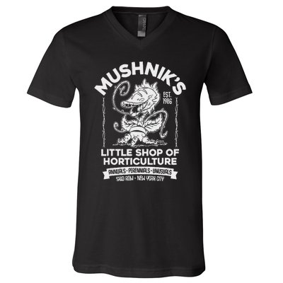 Mushniks Little Shop Of Horticulture Horror V-Neck T-Shirt