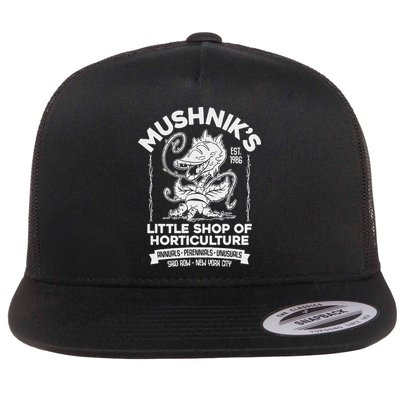 Mushniks Little Shop Of Horticulture Horror Flat Bill Trucker Hat