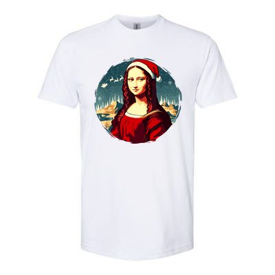 Mona Lisa Santa Hat Funny Christmas Art Softstyle® CVC T-Shirt