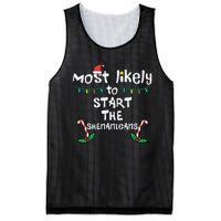 Most Likely Start Shenanigans Christmas Xmas Family Matching Mesh Reversible Basketball Jersey Tank