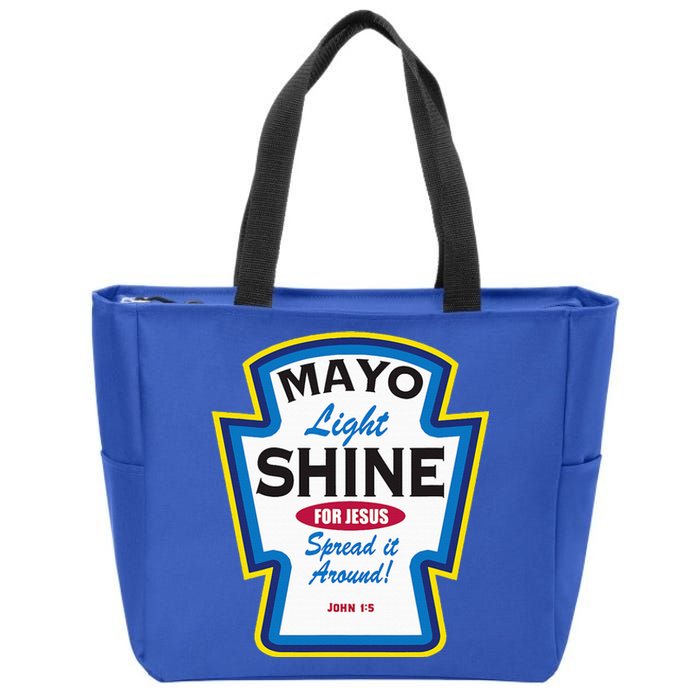 Mayo Light Shine Funny Christian Parody Zip Tote Bag