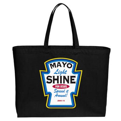 Mayo Light Shine Funny Christian Parody Cotton Canvas Jumbo Tote