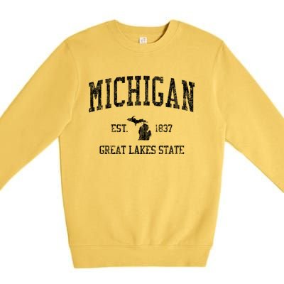 Michigan Long Sleeve Vintage Sports Premium Crewneck Sweatshirt