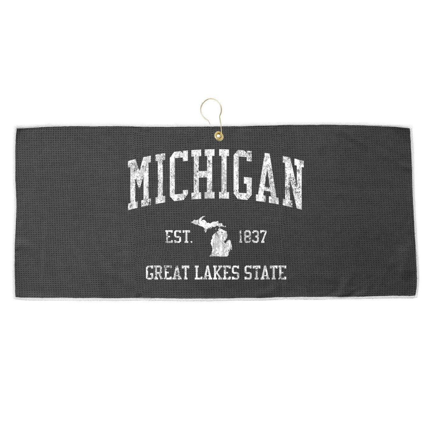 Michigan Long Sleeve Vintage Sports Large Microfiber Waffle Golf Towel