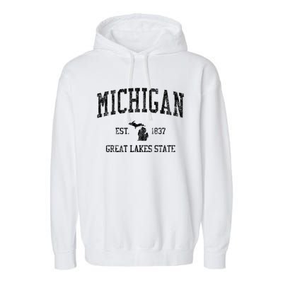 Michigan Long Sleeve Vintage Sports Garment-Dyed Fleece Hoodie