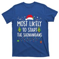 Most Likely To Start The Shenanigans Christmas Family T-Shirt