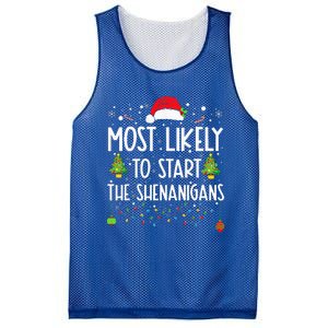 Most Likely To Start The Shenanigans Christmas Family Mesh Reversible Basketball Jersey Tank