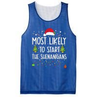 Most Likely To Start The Shenanigans Christmas Family Mesh Reversible Basketball Jersey Tank