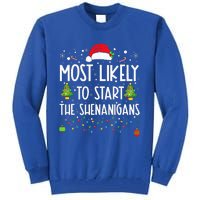 Most Likely To Start The Shenanigans Christmas Family Tall Sweatshirt