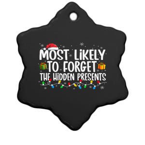 Most Likely To Forget The Hidden Presents Family Xmas Ceramic Star Ornament