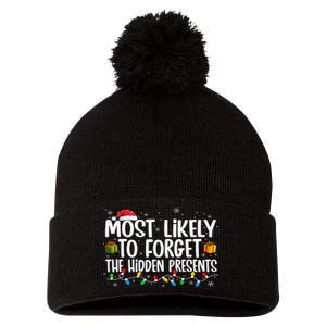 Most Likely To Forget The Hidden Presents Family Xmas Pom Pom 12in Knit Beanie