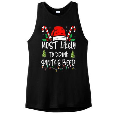 Most Likely To Drink Santa's Beer Christmas Drinking Wine Ladies PosiCharge Tri-Blend Wicking Tank