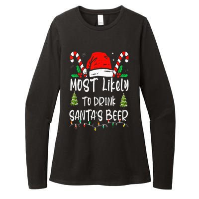 Most Likely To Drink Santa's Beer Christmas Drinking Wine Womens CVC Long Sleeve Shirt