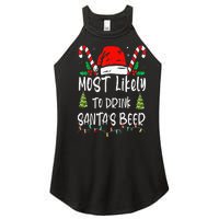 Most Likely To Drink Santa's Beer Christmas Drinking Wine Women's Perfect Tri Rocker Tank