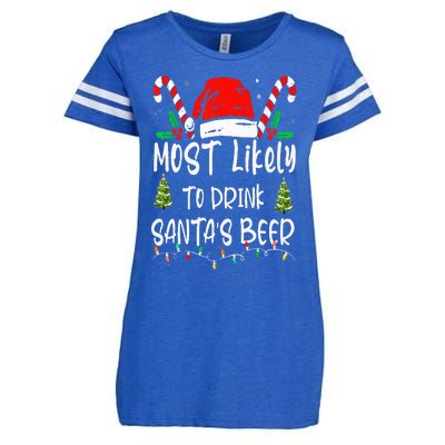 Most Likely To Drink Santa's Beer Christmas Drinking Wine Enza Ladies Jersey Football T-Shirt