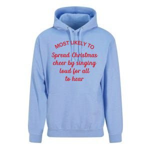 Most Likely To Spread Christmas Cheer By Singing Loud (Red) Funny Gift Unisex Surf Hoodie