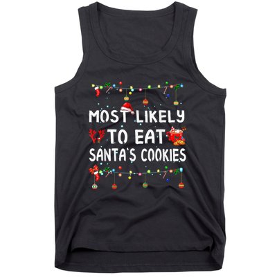 Most Likely To Christmas Shirt Funny Matching Family Pajamas Tank Top