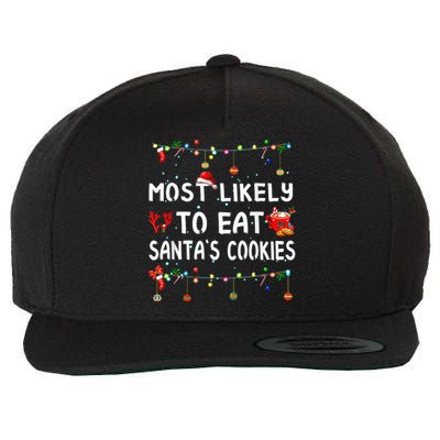 Most Likely To Christmas Shirt Funny Matching Family Pajamas Wool Snapback Cap