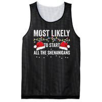 Most Likely To Start All The Shenanigans Family Matching Mesh Reversible Basketball Jersey Tank