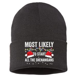 Most Likely To Start All The Shenanigans Family Matching Sustainable Knit Beanie