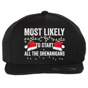 Most Likely To Start All The Shenanigans Family Matching Wool Snapback Cap