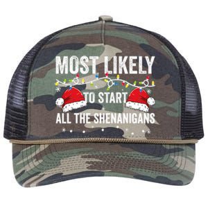 Most Likely To Start All The Shenanigans Family Matching Retro Rope Trucker Hat Cap