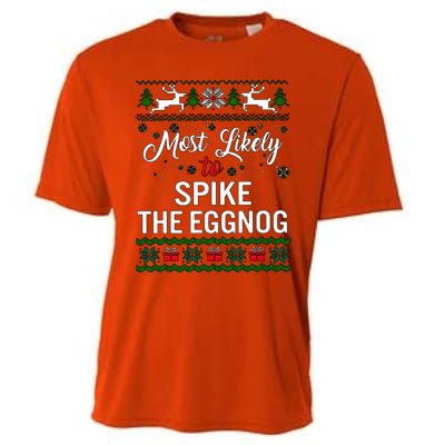 Most Likely To Spike The Eggnog Christmas Holiday Season Cooling Performance Crew T-Shirt