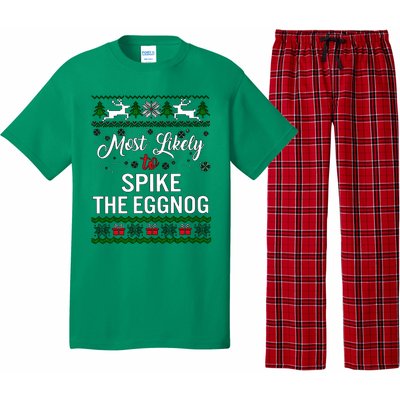 Most Likely To Spike The Eggnog Christmas Holiday Season Pajama Set