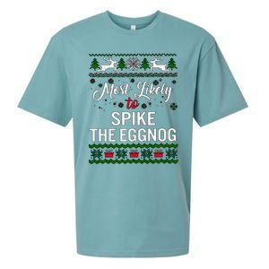 Most Likely To Spike The Eggnog Christmas Holiday Season Sueded Cloud Jersey T-Shirt