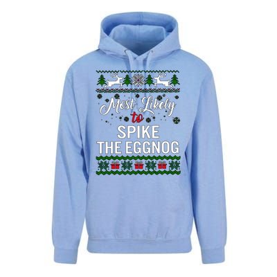 Most Likely To Spike The Eggnog Christmas Holiday Season Unisex Surf Hoodie