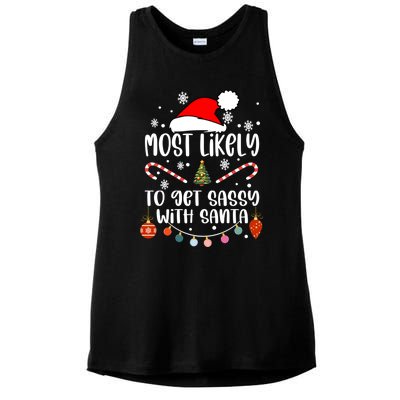 Most Likely To Get Sassy With Santa Christmas Tree Santa Gift Ladies PosiCharge Tri-Blend Wicking Tank