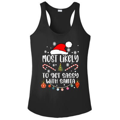 Most Likely To Get Sassy With Santa Christmas Tree Santa Gift Ladies PosiCharge Competitor Racerback Tank